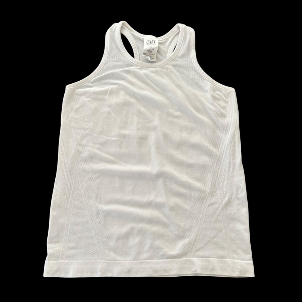 Athleta Girls Medium 8-10 White Power Up Seamless Tank Top Racerback‎ Active